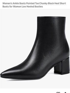 Abbleet Black Ankle Boots Block Heels Pointy Toes Size 8
